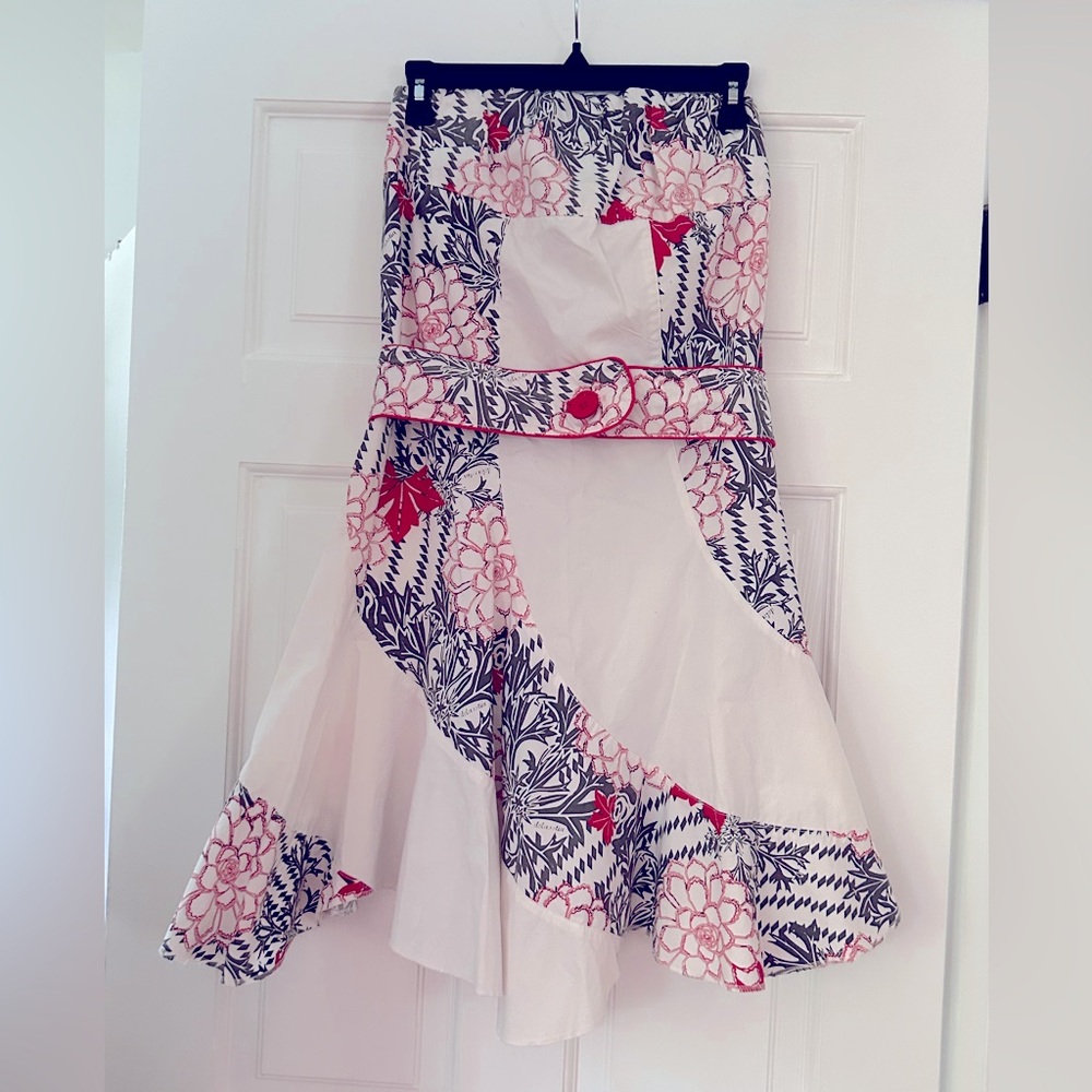 De La Ostia summer dress belted and strapless  floral print size small